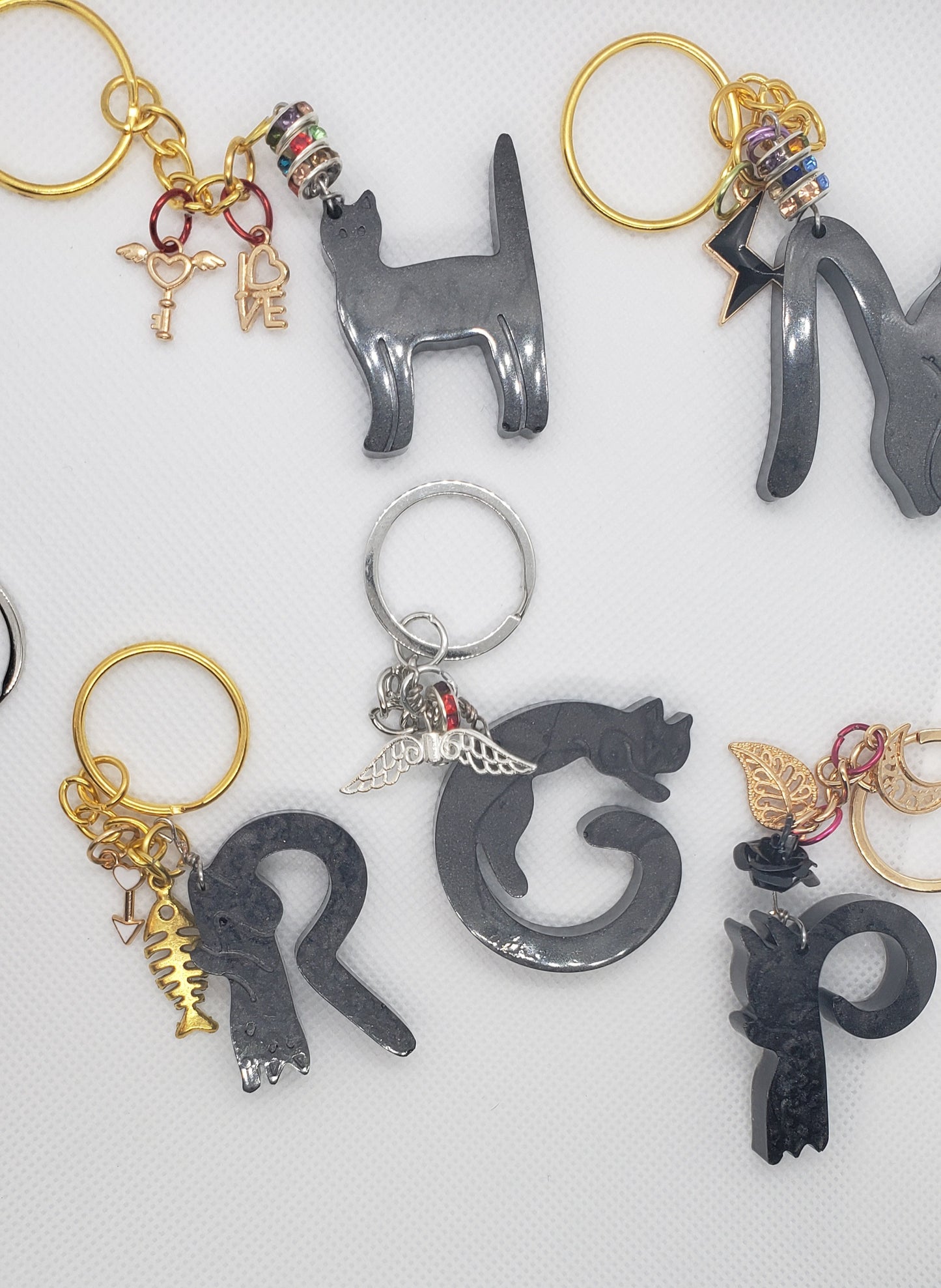 Personalized Cat Letter Keychain